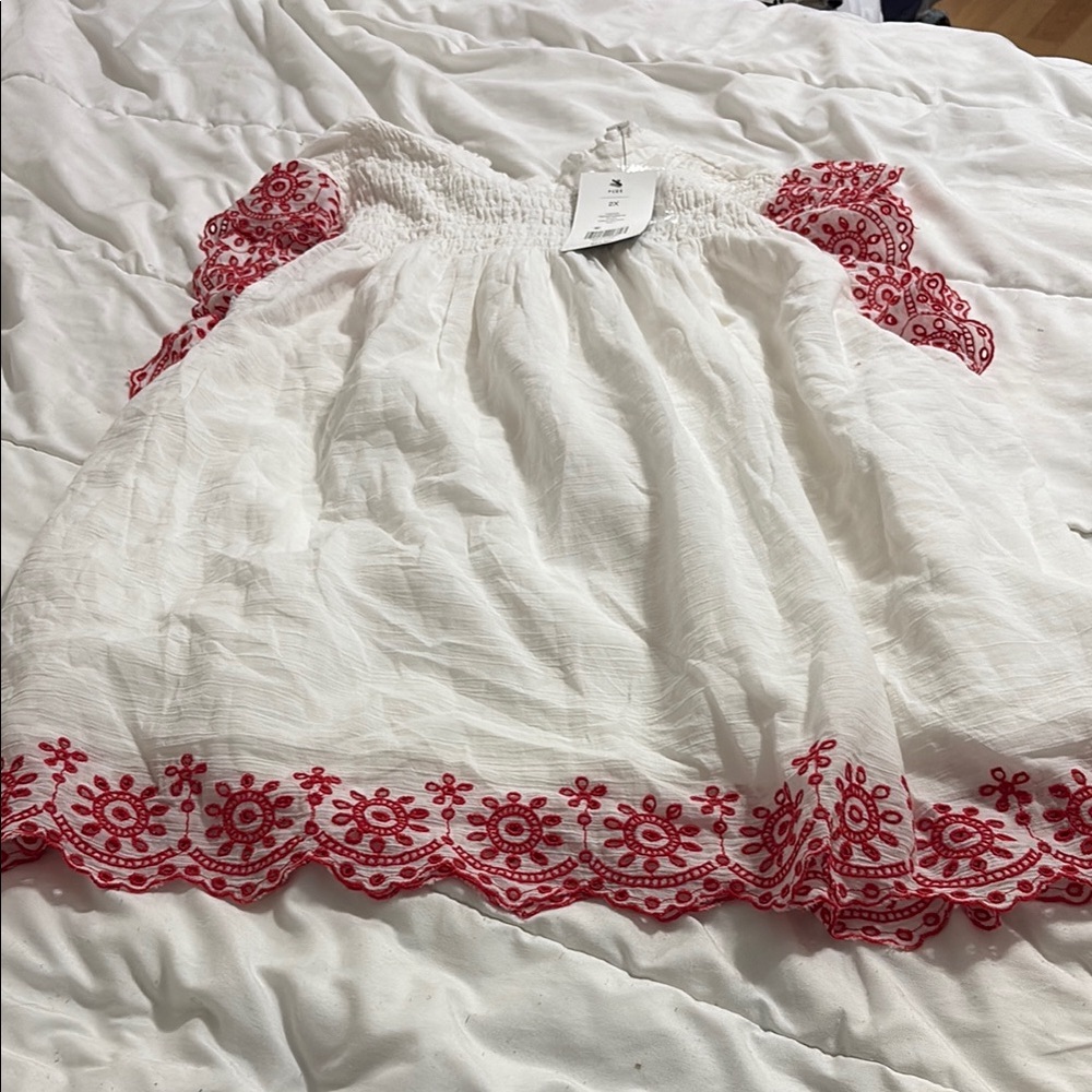 White shirt with Red Embroidery